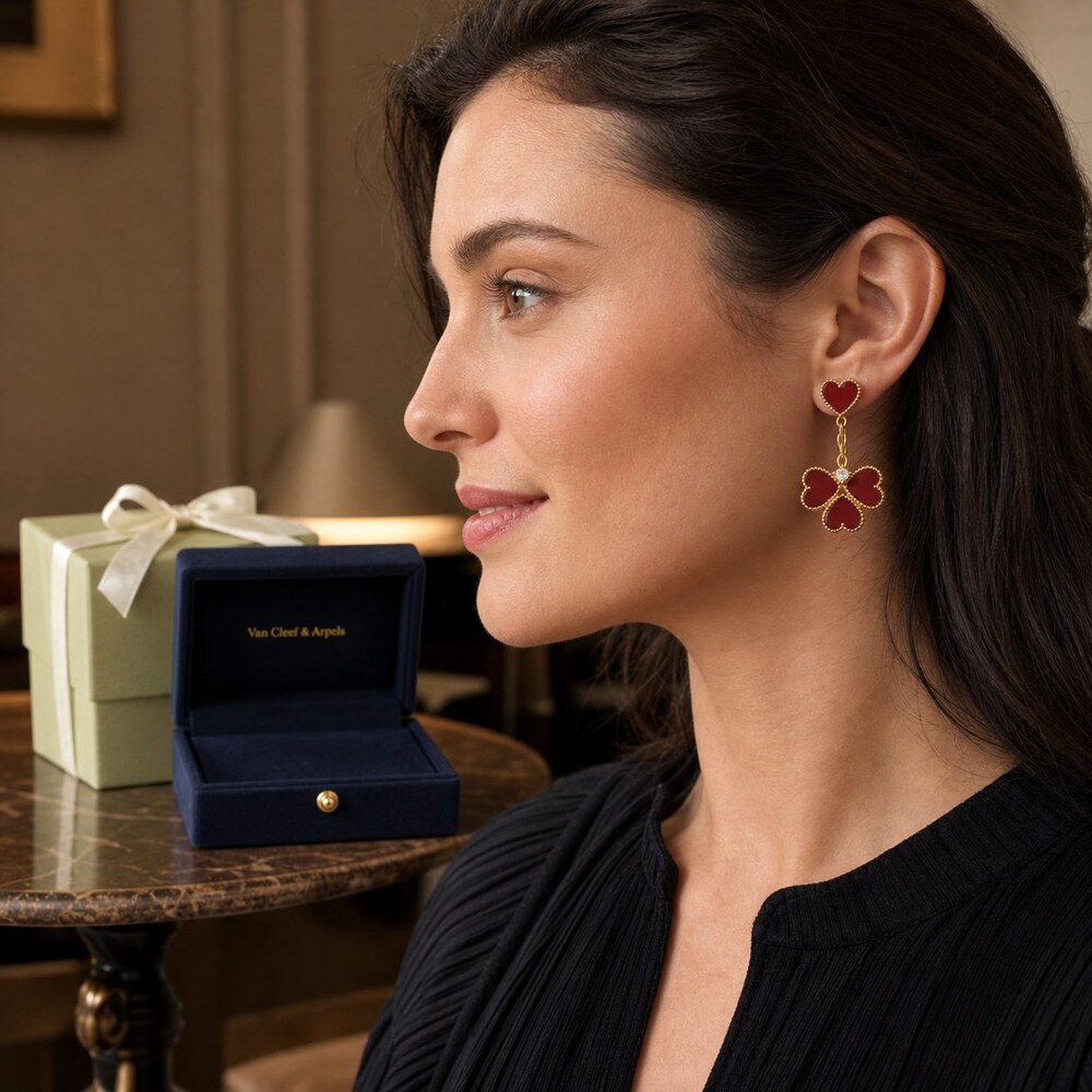 Van Cleef & Arpels Elegant Signature Earrings Style 5 | New with Box - Picture 9 of 9
